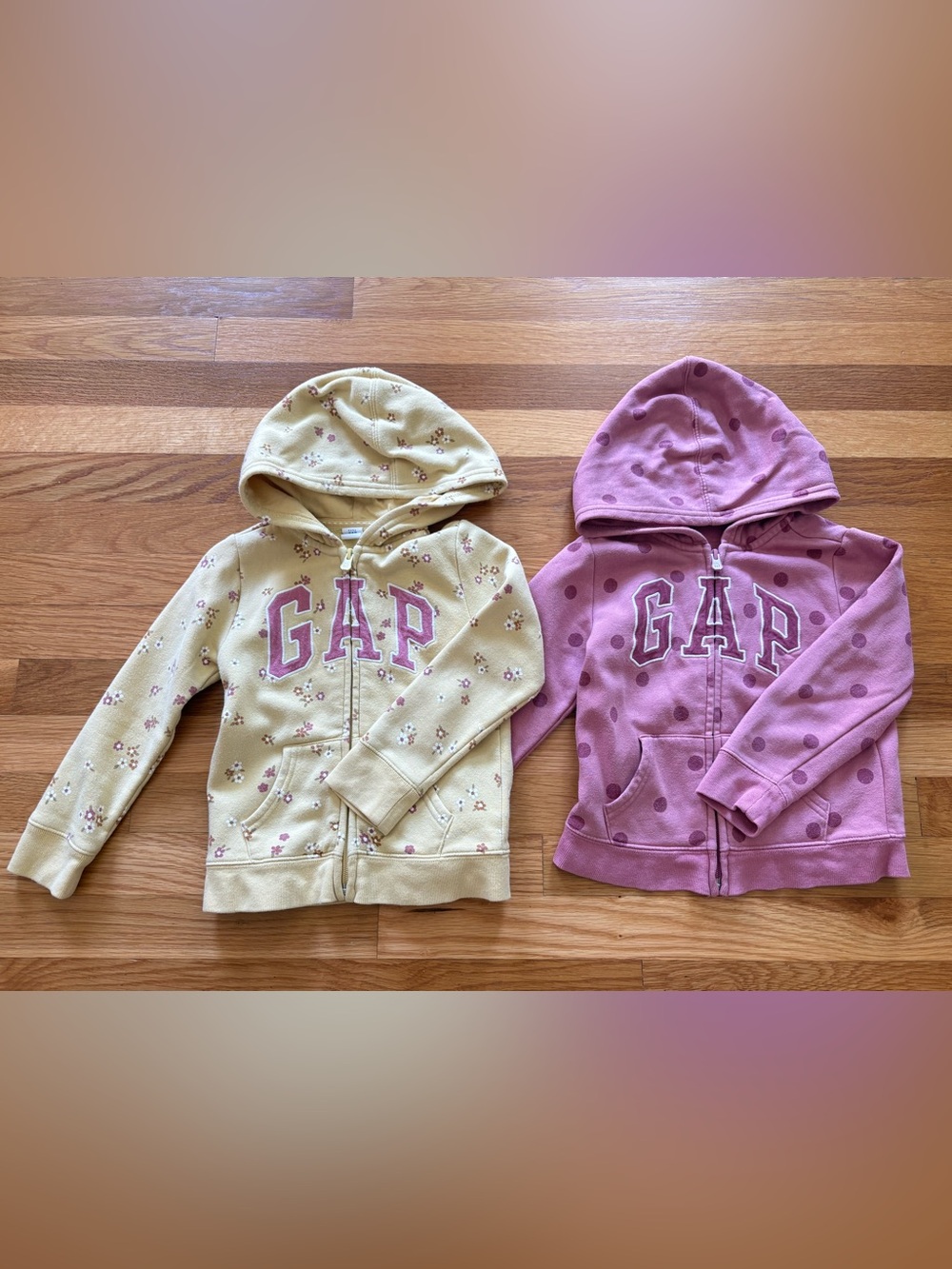 Gap Girls Hoodie Bundle Size 5 Floral Polka Dot Full Zip Sweatshirts
